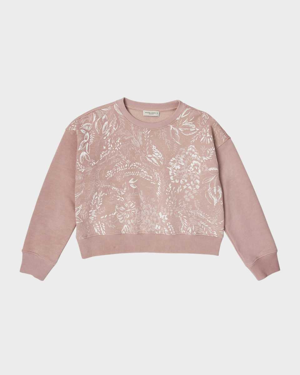 Girl's Journey Toile Dejouy-Print Cropped Sweatshirt, Size