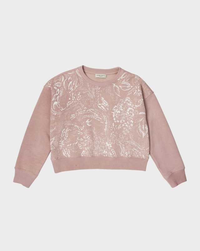 Girl's Journey Toile Dejouy-Print Cropped Sweatshirt, Size