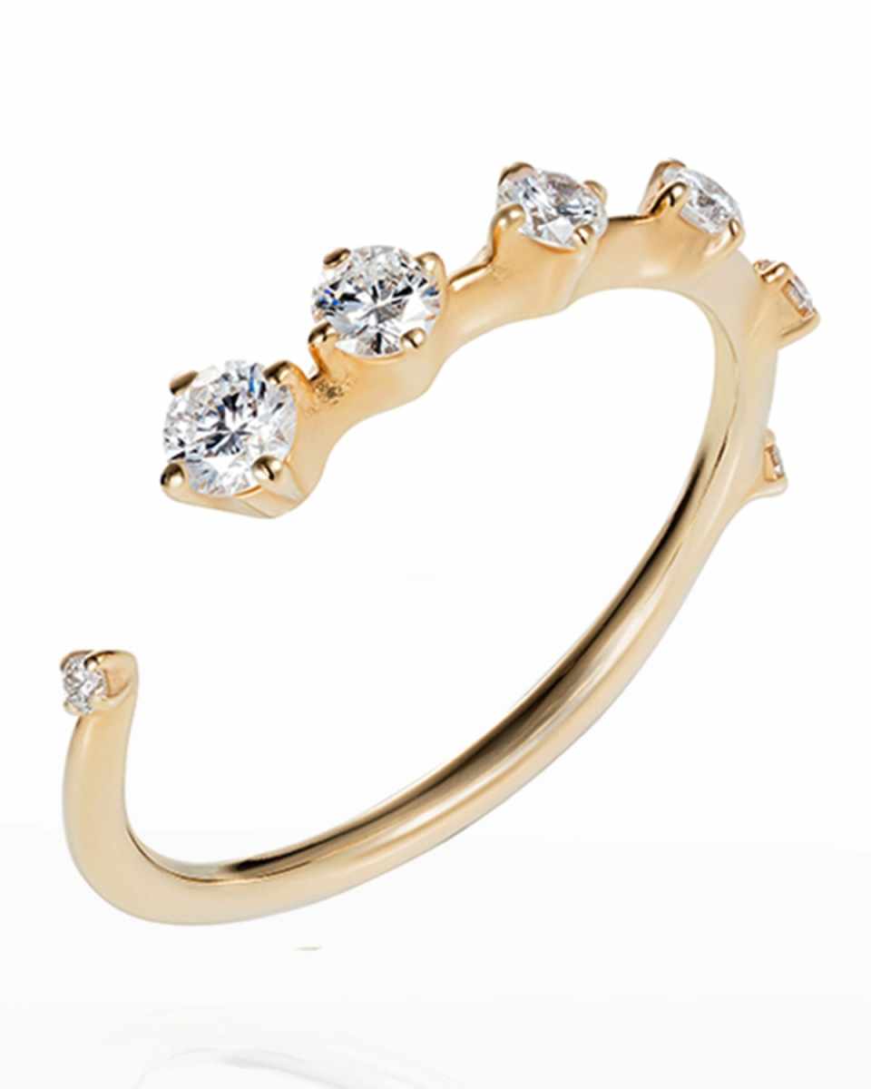 18k Yellow Gold Split Multi-Diamond Ring, Size 6.75