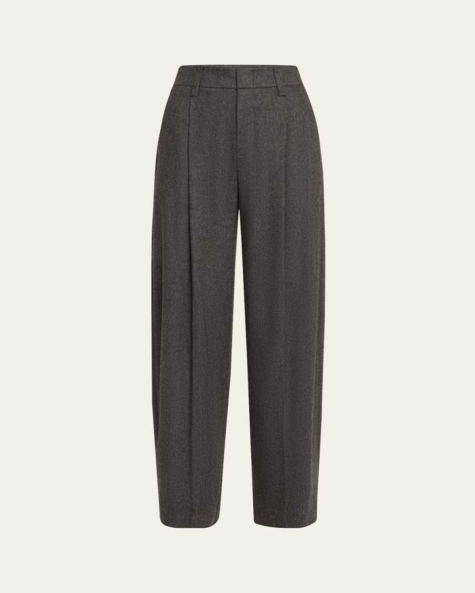 Wide-Leg Herringbone Trousers
