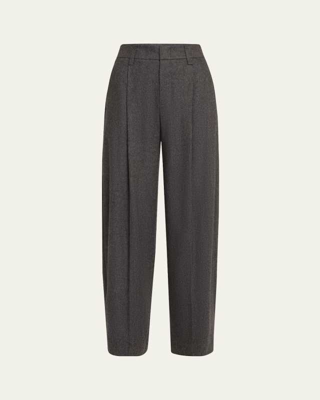 Wide-Leg Herringbone Trousers