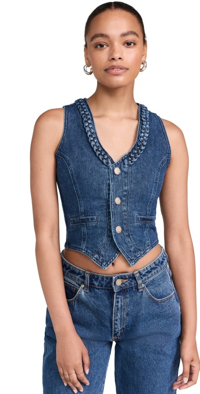 Damson Madder Isla Denim Waistcoat Vintage Wash