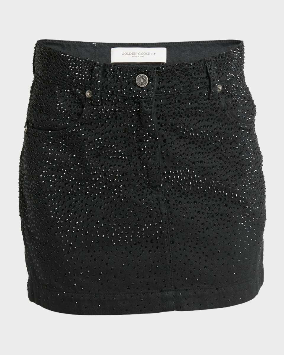 Journey Crystal-Embellished Denim Mini Skirt