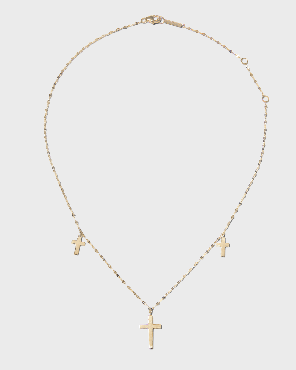 Triple Cross Necklace in 14K Gold