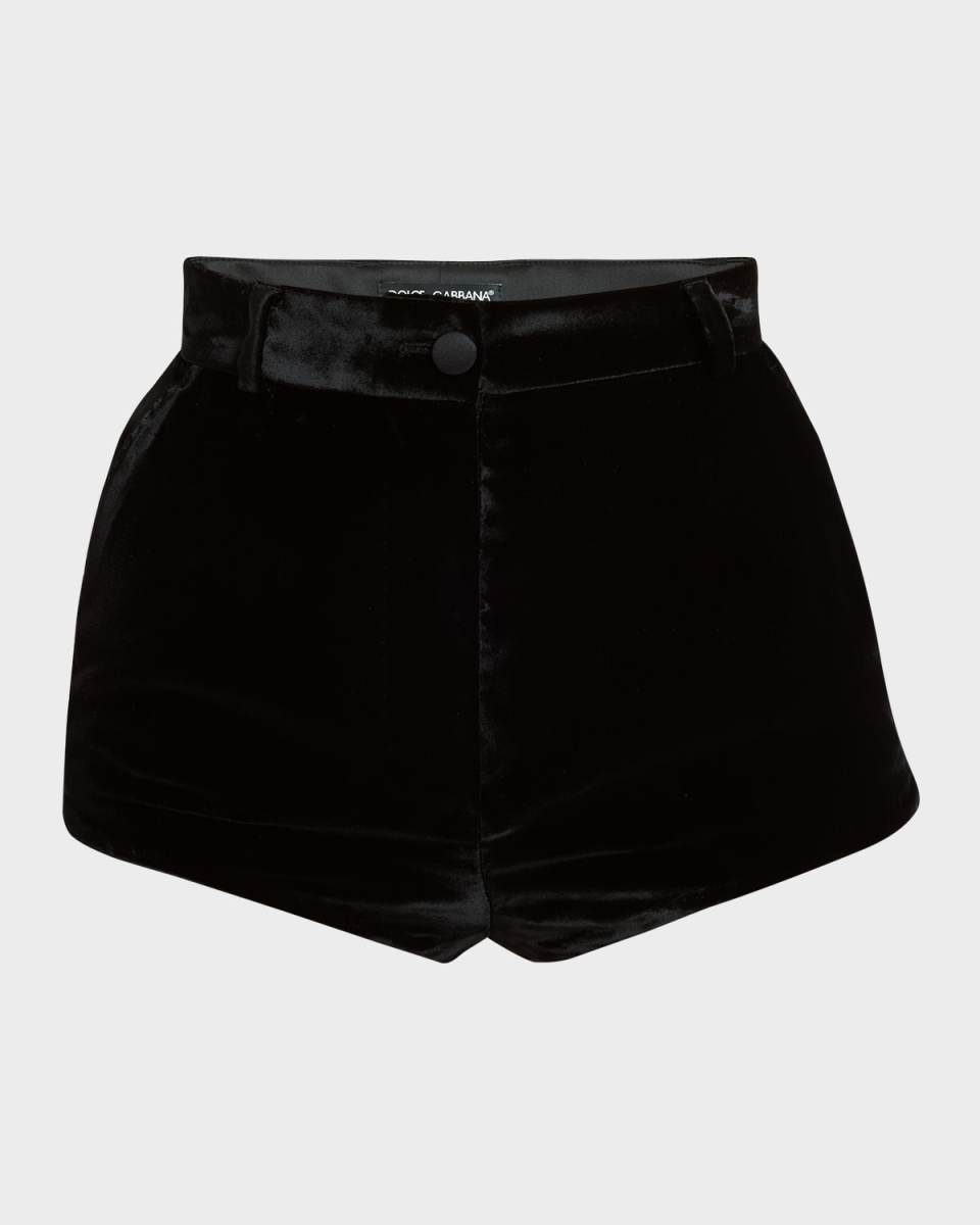 High-Rise Velvet Hot Shorts