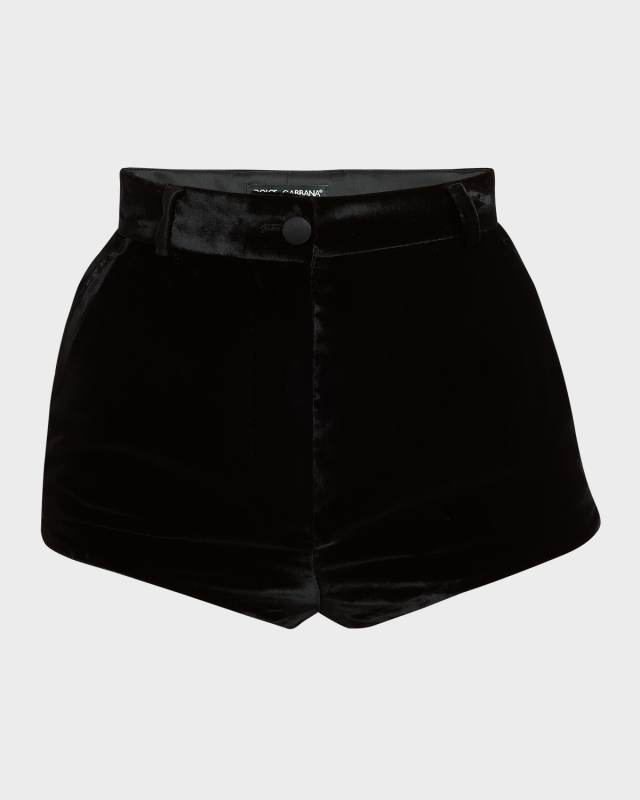 High-Rise Velvet Hot Shorts
