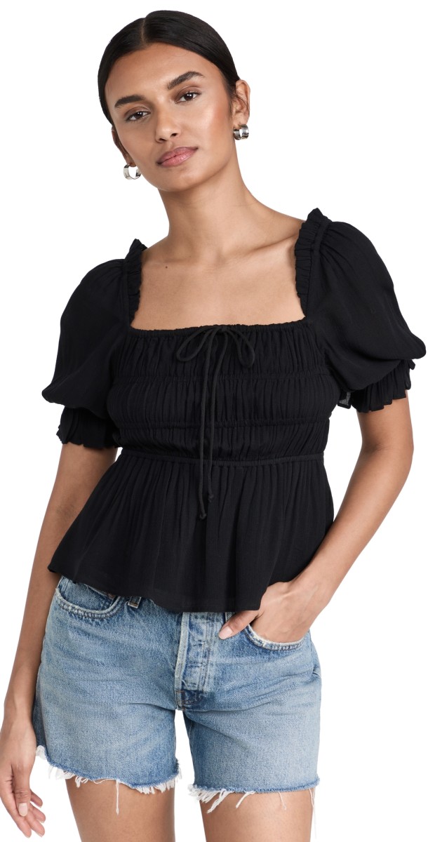 Playa Lucila Square Neck Top Black