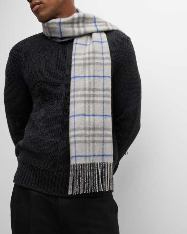 Men's Cashmere Reversible Giant Check Scarf