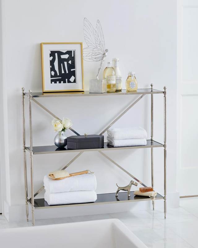 Acorn Nickel Open Shelf Console