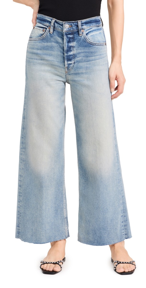 RE/DONE High Rise Wide Leg Crop Jeans Bella Rosa