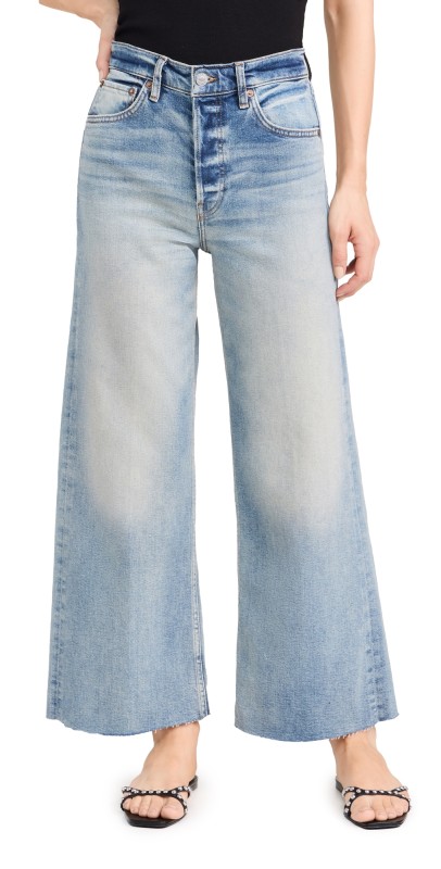 RE/DONE High Rise Wide Leg Crop Jeans Bella Rosa