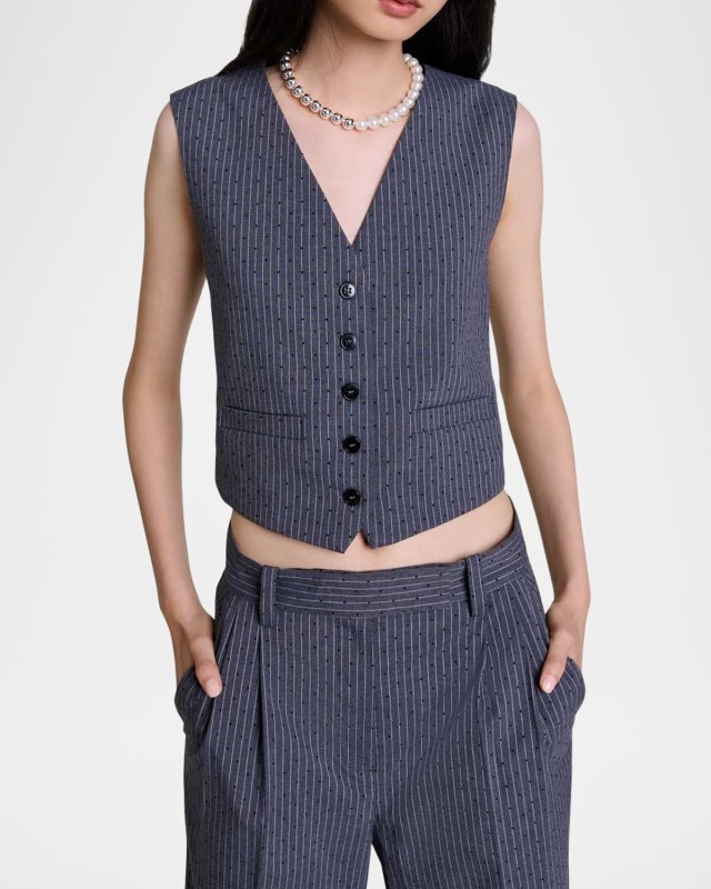 Verny Embellished Striped Vest
