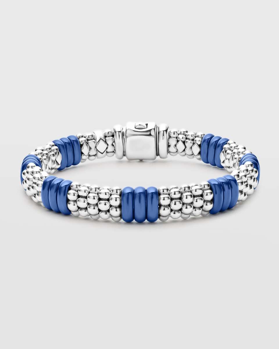 Blue Caviar Ultramarine Ceramic 7 by 3 Stations 9mm Rope Bracelet