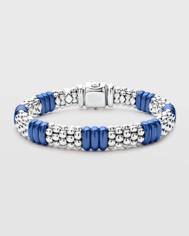 Blue Caviar Ultramarine Ceramic 7 by 3 Stations 9mm Rope Bracelet