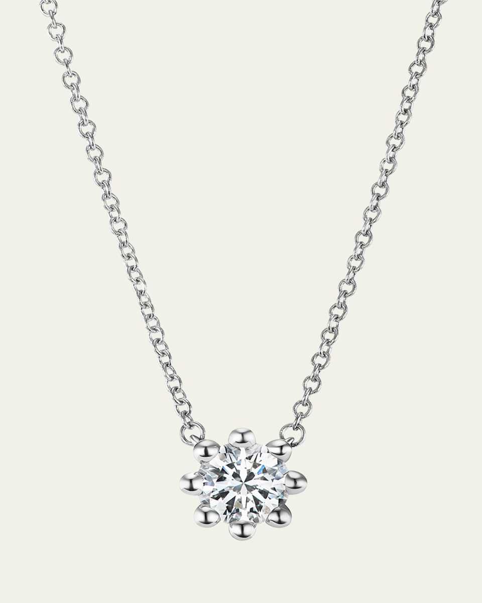Beaded 18K Recycled White Gold and Lab Grown Diamond Medium Pendant Necklace