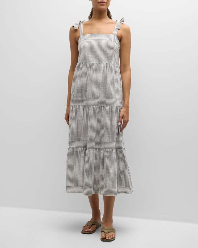 Shoreline Stripe Square-Neck Maxi Dress
