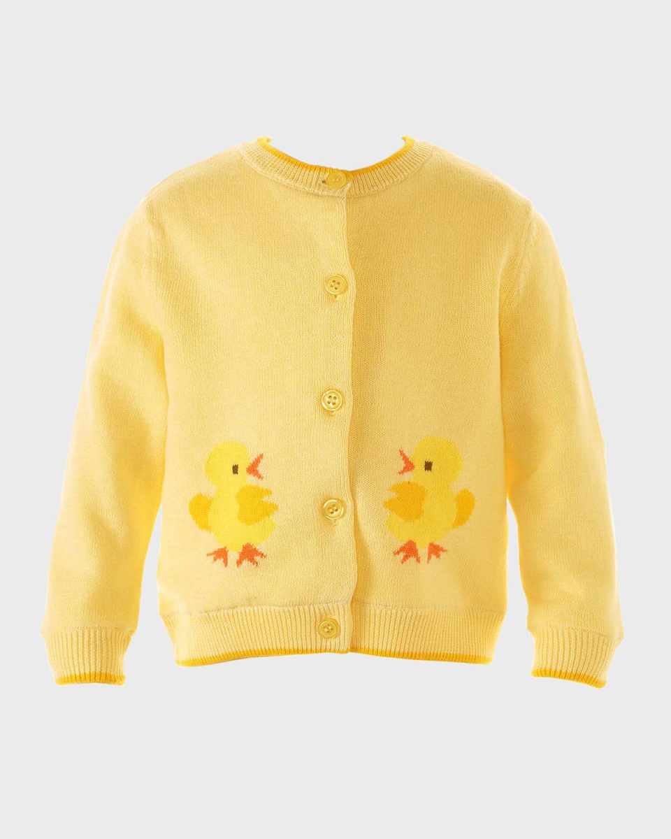 Girl's Chick Intarsia Cardigan, Size Newborn-12