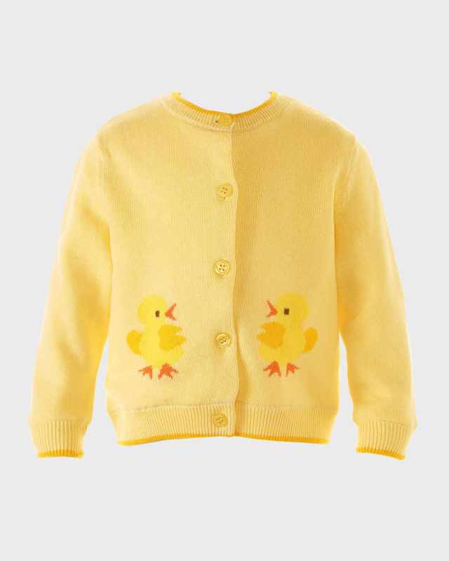 Girl's Chick Intarsia Cardigan, Size Newborn-12