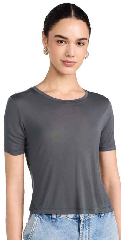 L'AGENCE Remy Crew Neck Tee Charcoal