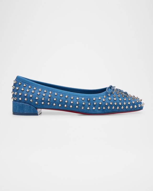 Sweetie Jane Spikes Denim Red Sole Flats