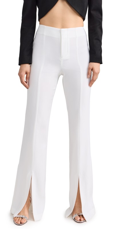 alice + olivia Tisa Low Rise Clean Waistband Bootcut Pants Off White