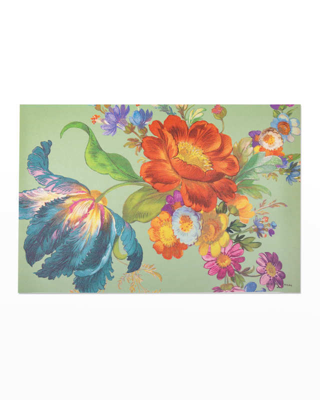 Flower Market Blooms Floor Mat - Green, 2' x 3'