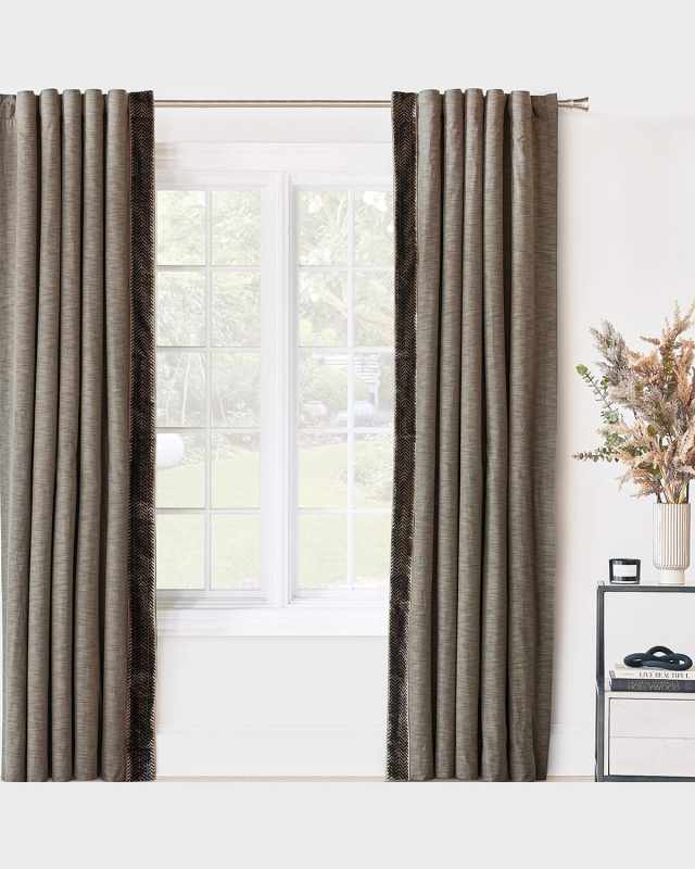 Talena Chevron Left-Edge Trim Curtain Panel, 108"