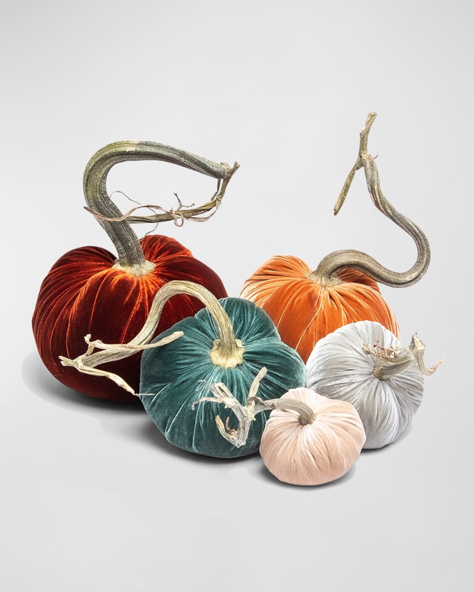 Mixed Velvet Pumpkins, Set of 5