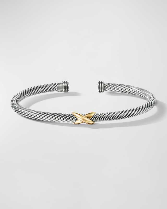 Cable Station Bracelet in Silver with 18K Gold, 4