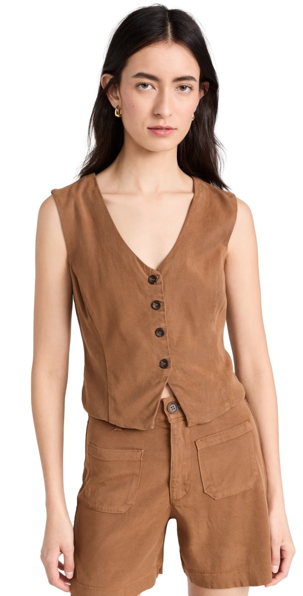 LE JEAN Joplin Waistcoat Vest Safari Tan