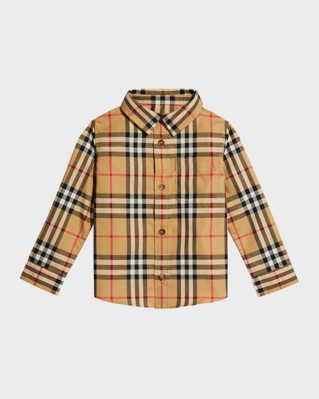 Boy's Owen Vintage Check Long-Sleeve Shirt, Size 6M-2