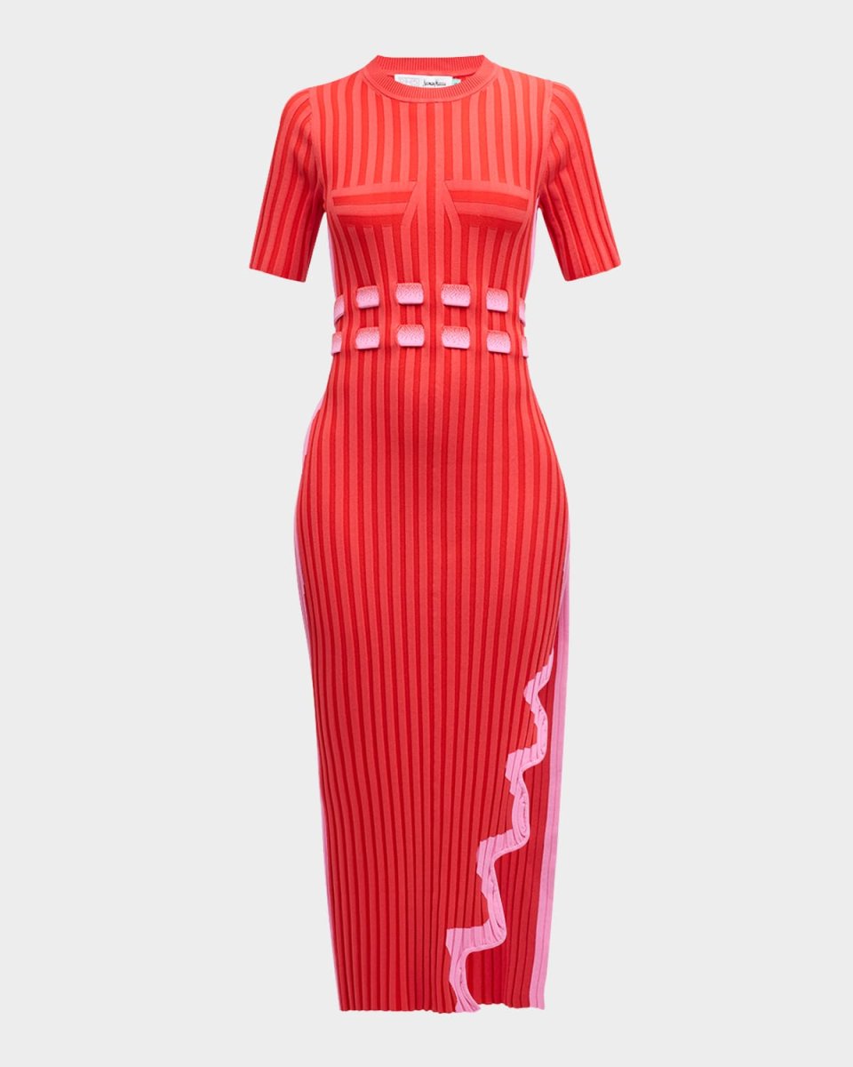 Jodie Pleated Asymmetric Wavy Long Dress