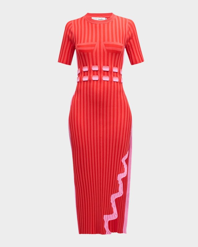 Jodie Pleated Asymmetric Wavy Long Dress