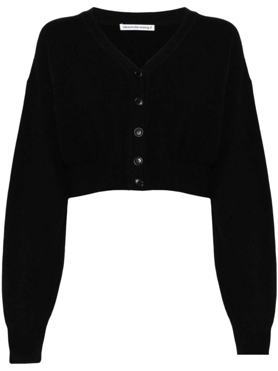 logo-embossed cropped cardigan