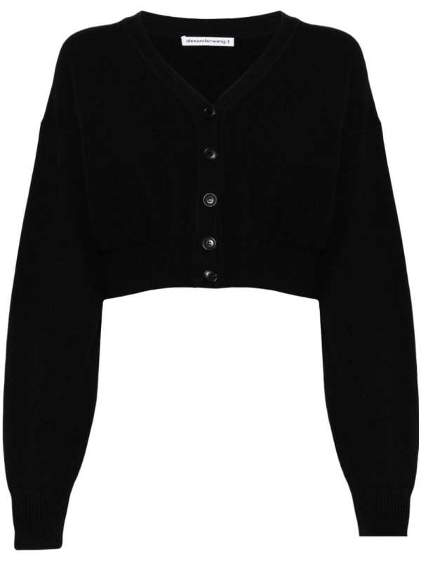 logo-embossed cropped cardigan