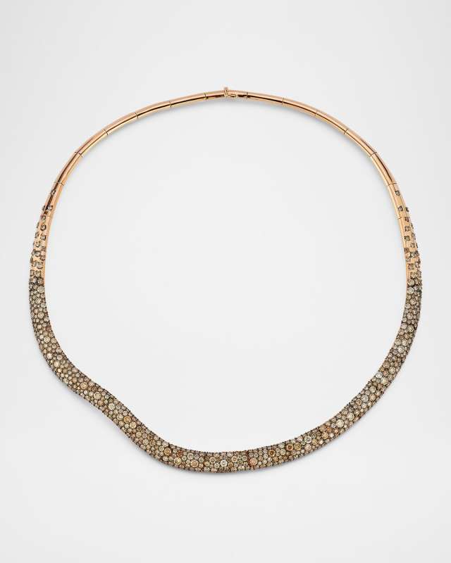 Julian 18K Rose Gold and Champagne Diamond Wave Necklace