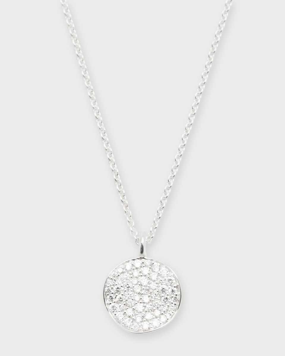 Small Flower Pendant Necklace in Sterling Silver with Diamonds