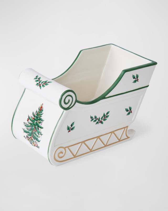 Christmas Tree Figural Sleigh Centerpiece