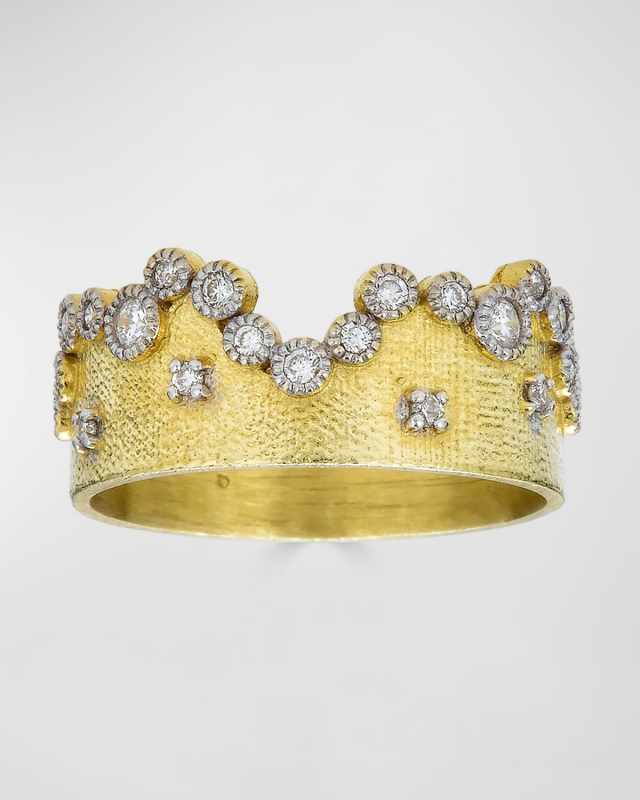 18K Yellow Gold Royal Couture Diamond Bezel Crown Ring