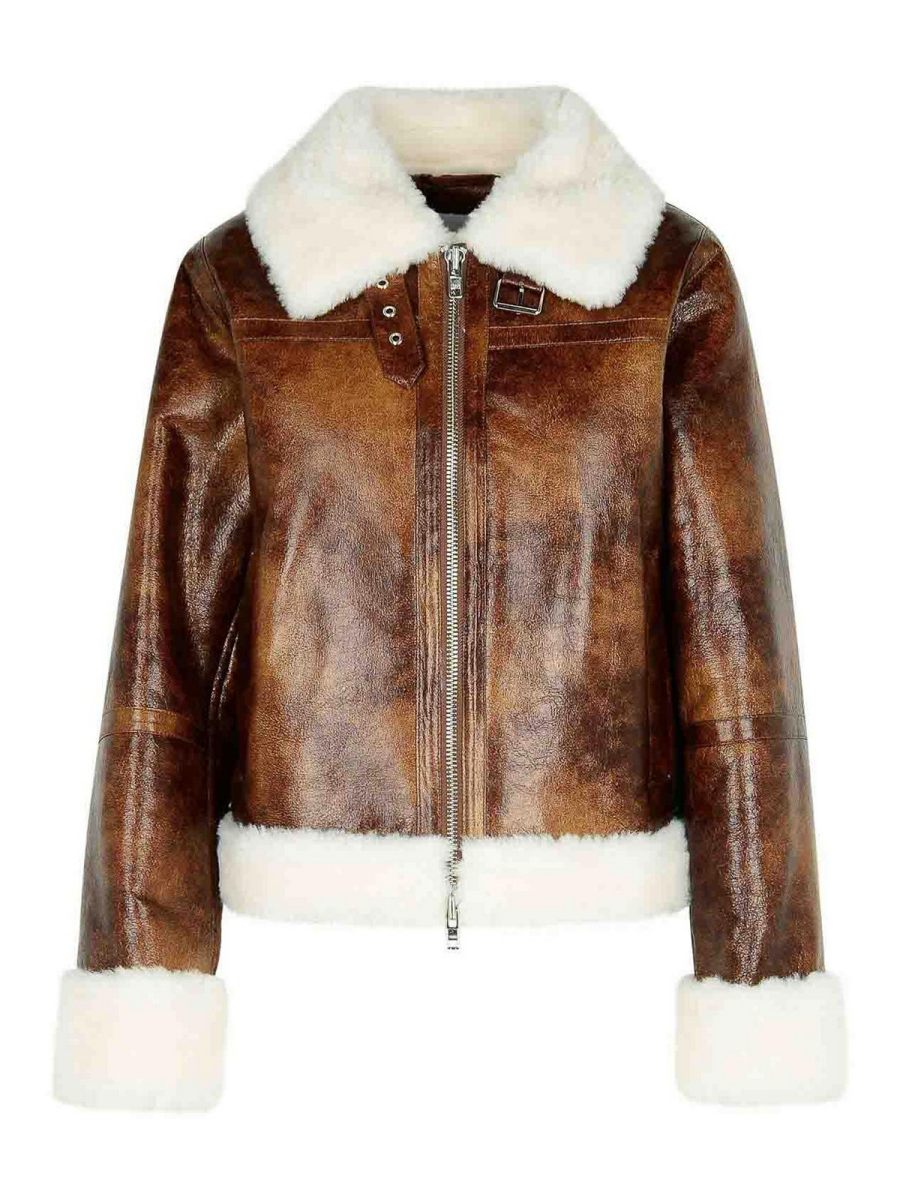 Stand Studio Blouson En Cuir - Marron
