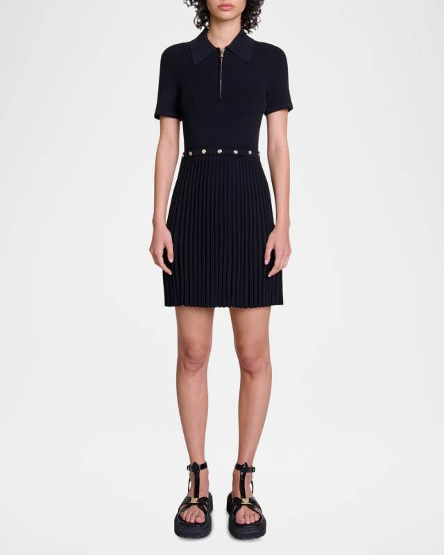 Ritourna Snap-Cutout Short-Sleeve Mini Polo Dress