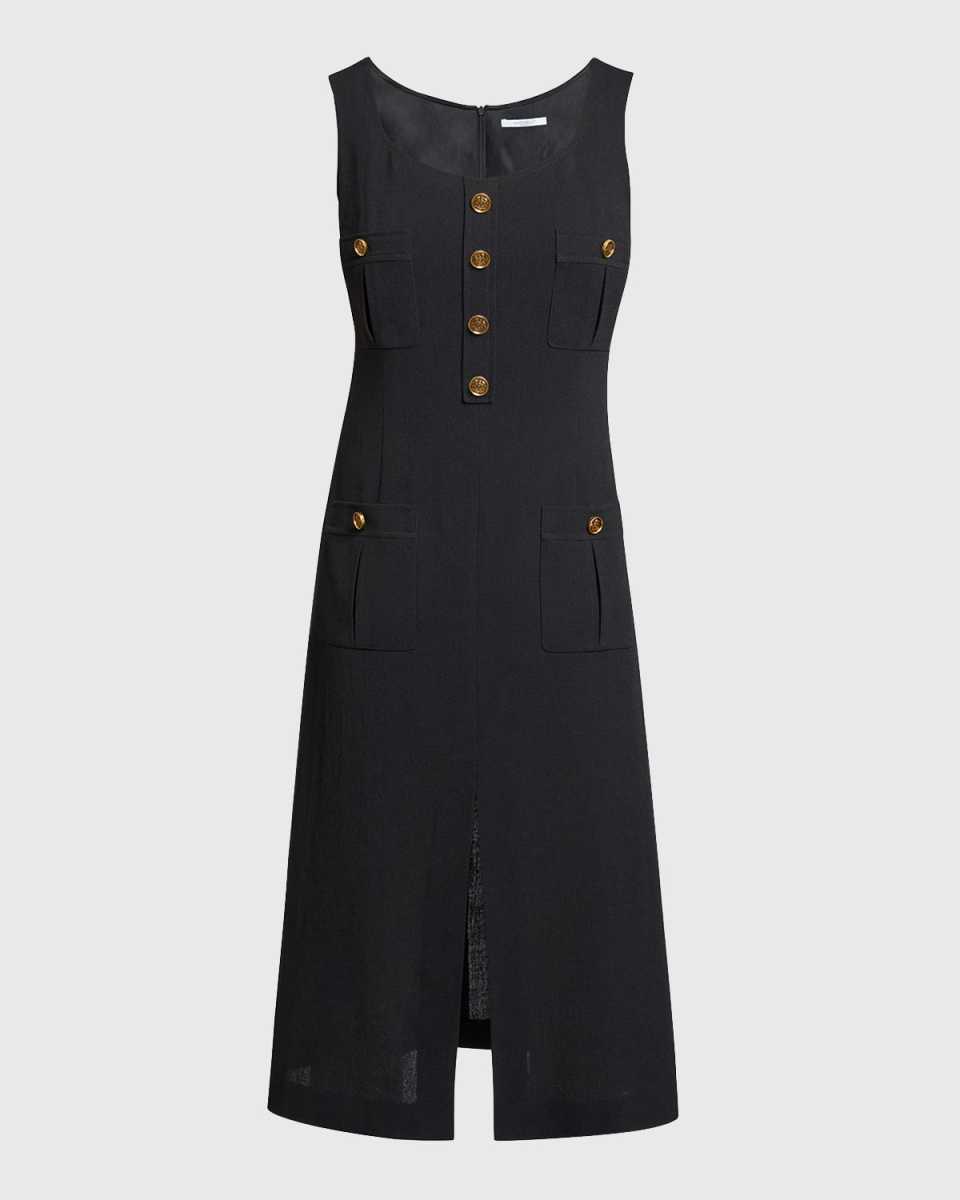 Fanny Button-Embellished Crepe Dress