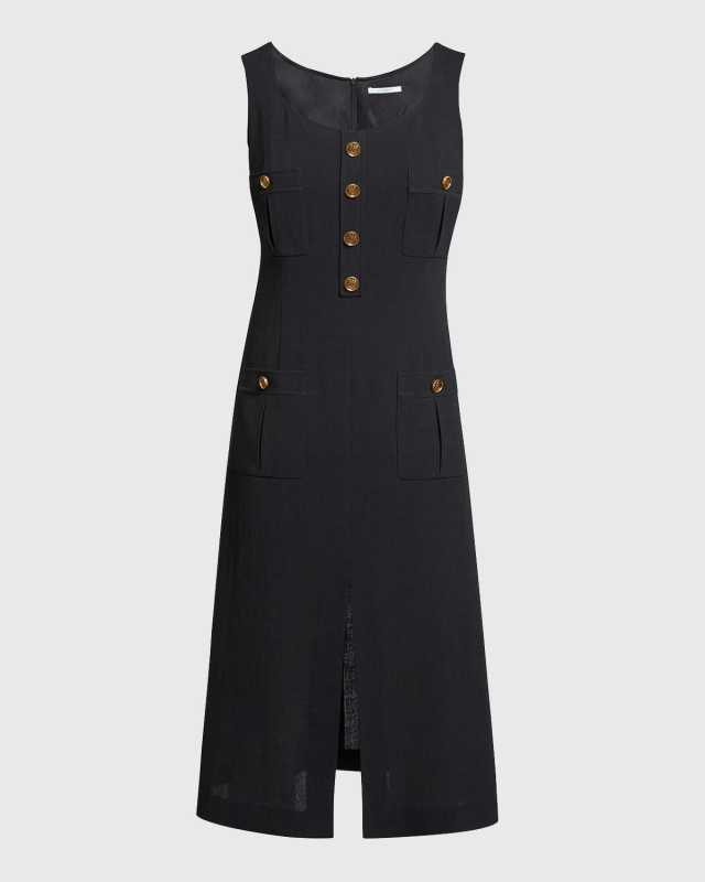 Fanny Button-Embellished Crepe Dress