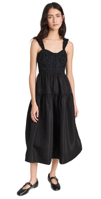 Sea Evita Embroidery Corset Dress Black