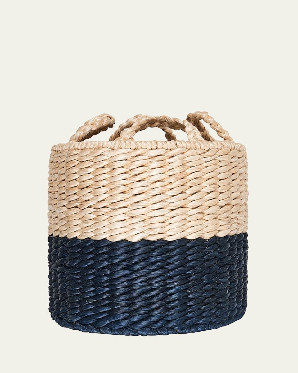 Lubid Blue-Dipped Abaca Basket, 16"