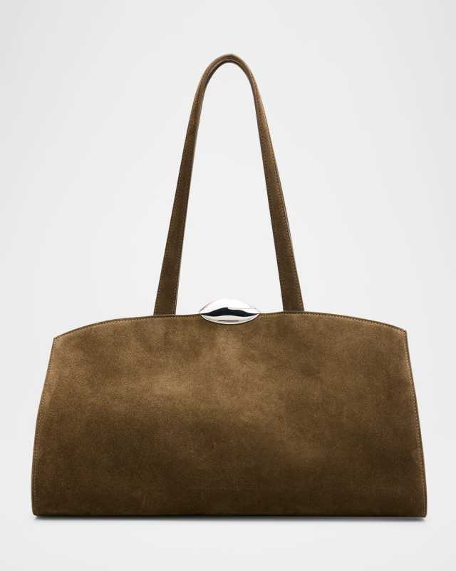 Serena Metal Calfskin Suede Shoulder Bag
