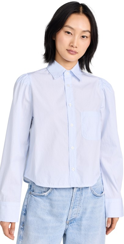 Citizens of Humanity Nia Puff Sleeve Crop Shirt Marsden Stripe