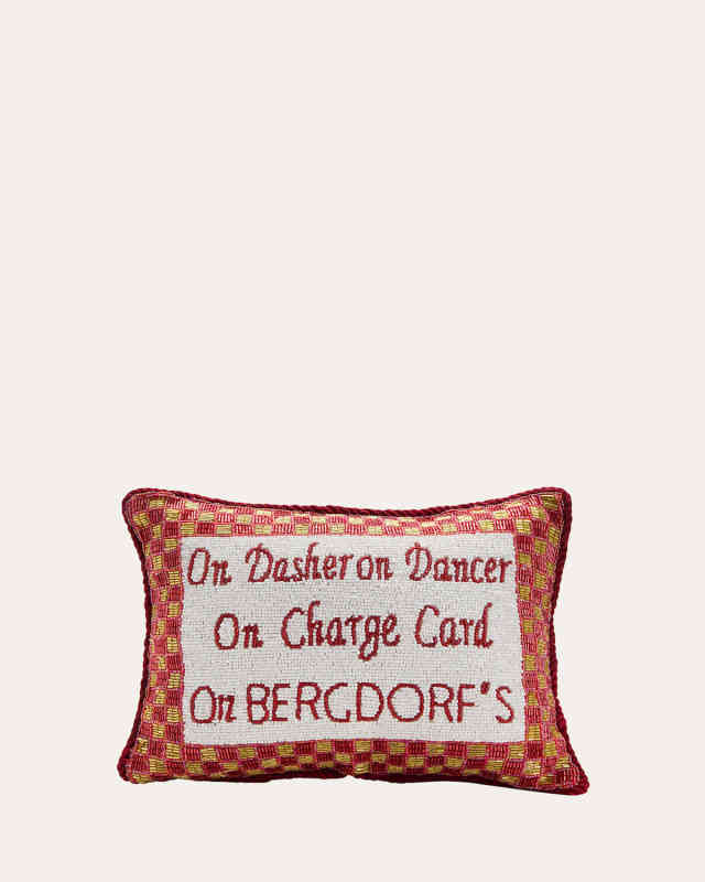 On Dasher, On Dancer, On Charge Card Beaded Decorative Pillow