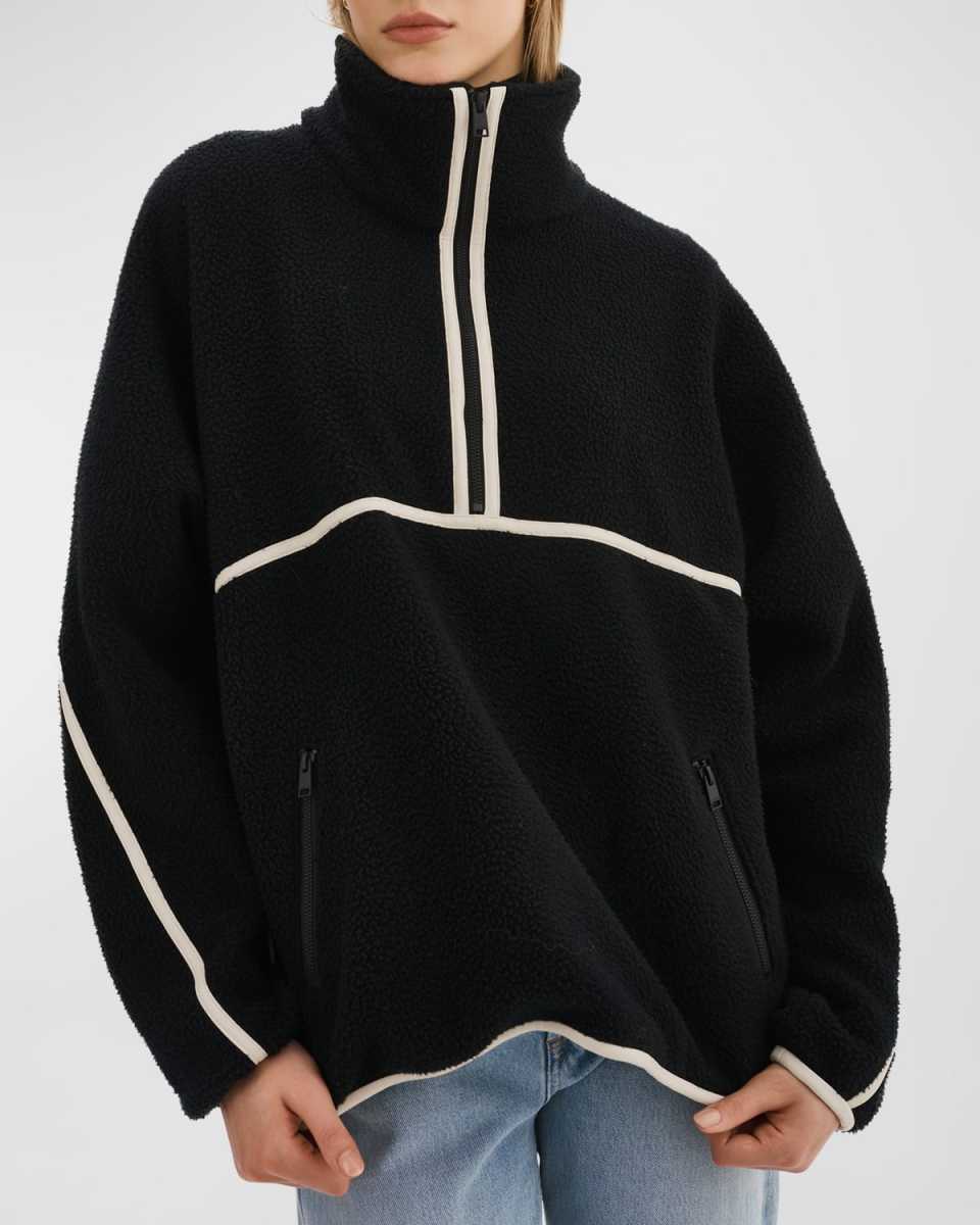 Helsa Fleece Piped Pullover Sweater