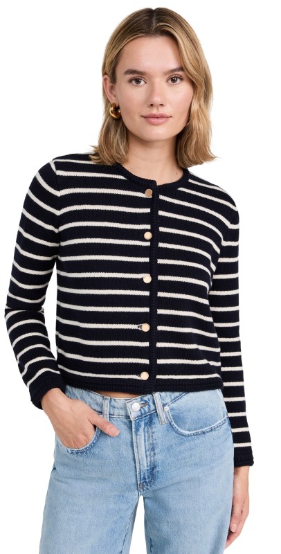 FRAME Striped Cardi Navy Multi